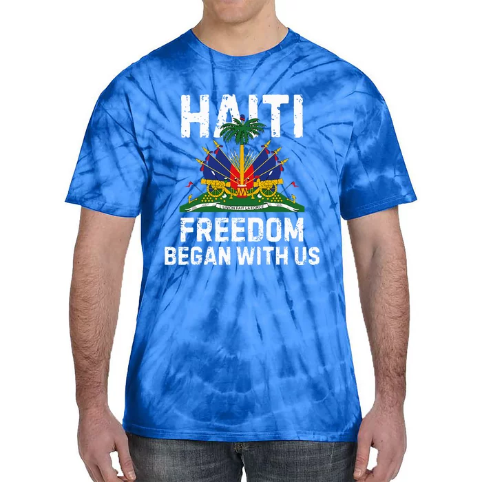 Freedom Began With Us Happy Haitian Flag Day Tie-Dye T-Shirt