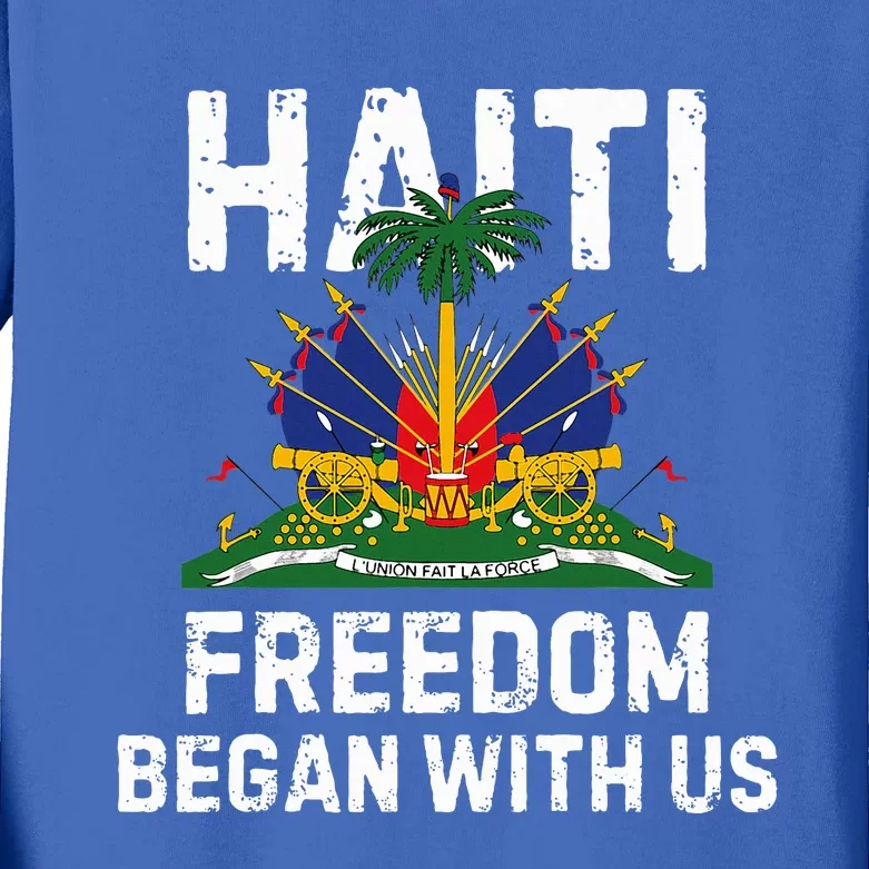 Freedom Began With Us Happy Haitian Flag Day Kids Long Sleeve Shirt