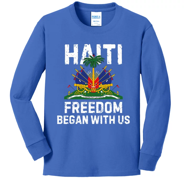 Freedom Began With Us Happy Haitian Flag Day Kids Long Sleeve Shirt