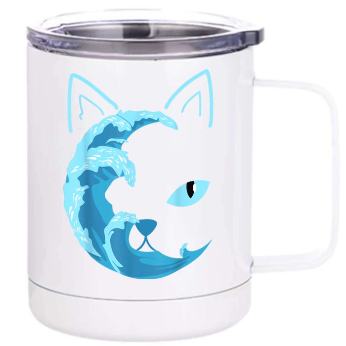 Funny Blue Wave Of Cat Ladies Blue Cats Wave For Kamala Harris 2024 Gift Front & Back 12oz Stainless Steel Tumbler Cup