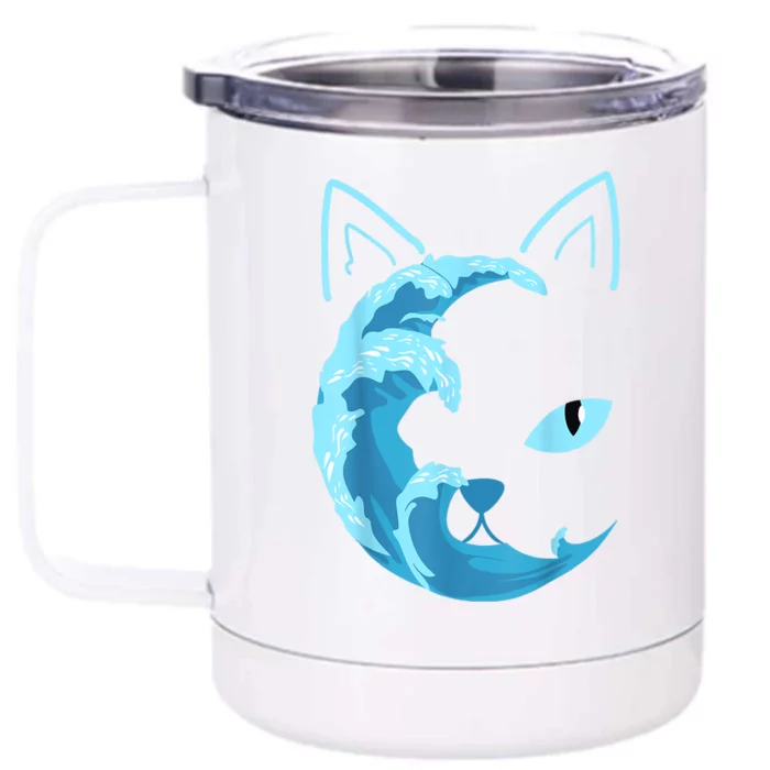 Funny Blue Wave Of Cat Ladies Blue Cats Wave For Kamala Harris 2024 Gift Front & Back 12oz Stainless Steel Tumbler Cup