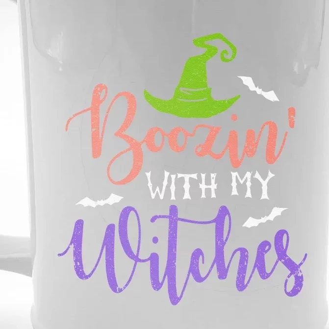 Funny Boozing With My Witches Halloween Cute Front & Back Beer Stein