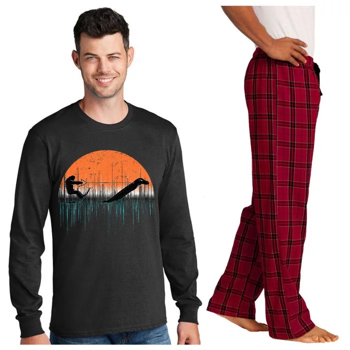 Funny Bigfoot Water Skiing With Loch Ness Monster Bigfoot Long Sleeve Pajama Set