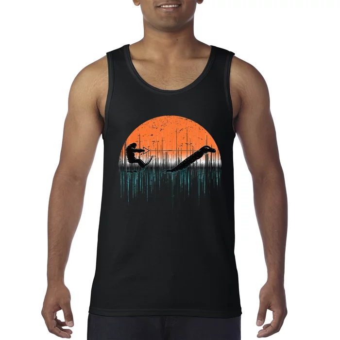 Funny Bigfoot Water Skiing With Loch Ness Monster Bigfoot Tank Top