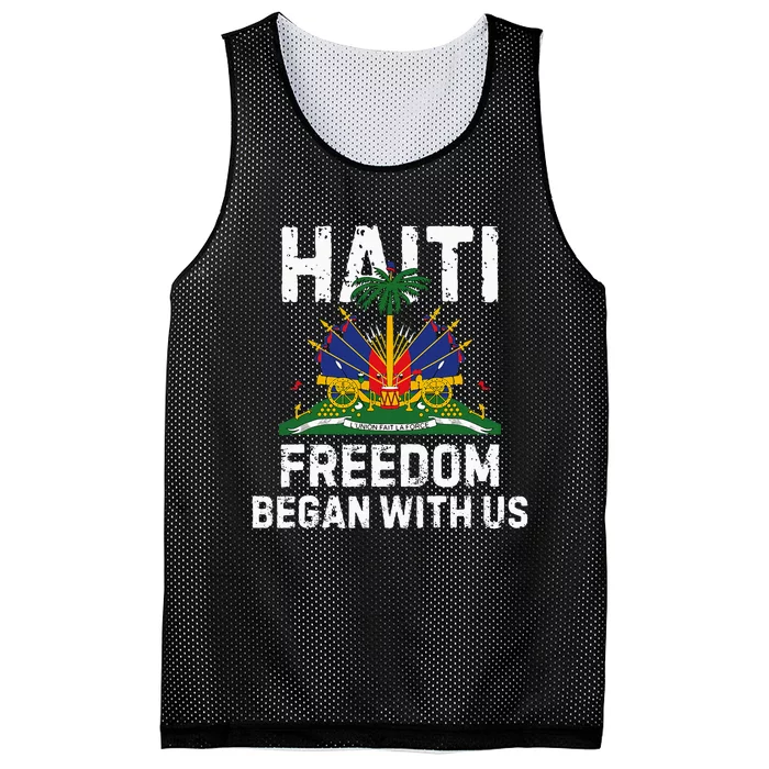 Freedom Began With Us Happy Haitian Flag Day Mesh Reversible Basketball Jersey Tank