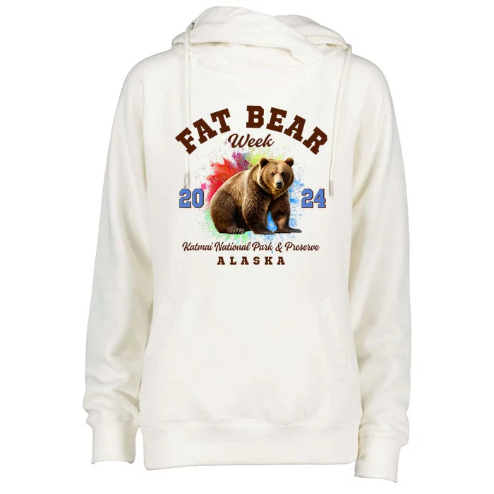 Fat Bear Week 2024 Katmai National Park And Preserve Alaska Womens Funnel Neck Pullover Hood