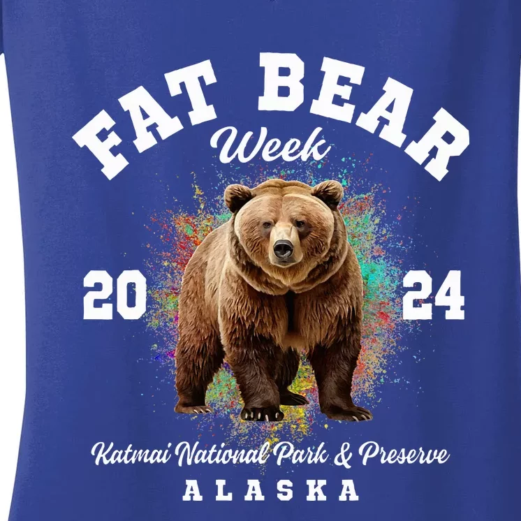 Fat Bear Week 2024 Katmai National Park And Preserve Alaska Women's V-Neck T-Shirt