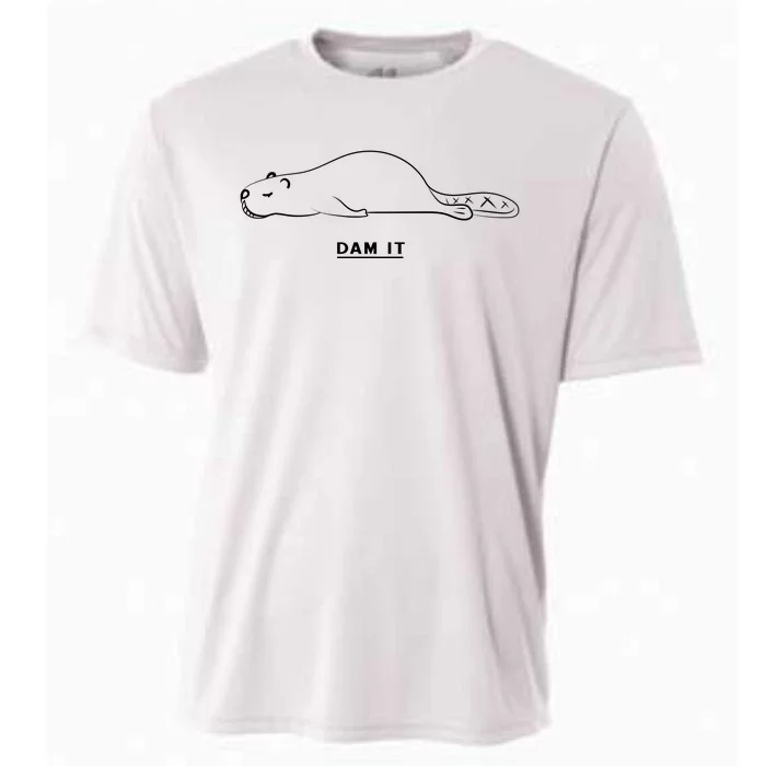 Funny Beaver Wildlife Pun Dam It Cooling Performance Crew T-Shirt