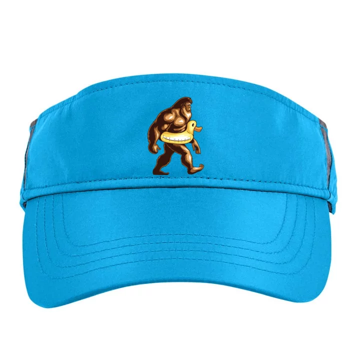 Funny Bigfoot Wearing Duck Floater Adult Drive Performance Visor