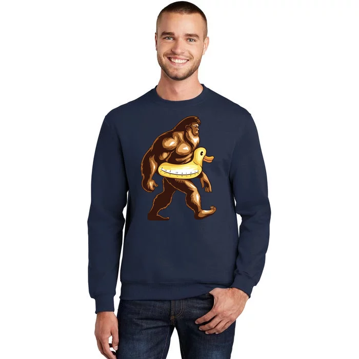 Funny Bigfoot Wearing Duck Floater Sweatshirt