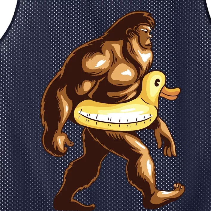 Funny Bigfoot Wearing Duck Floater Mesh Reversible Basketball Jersey Tank