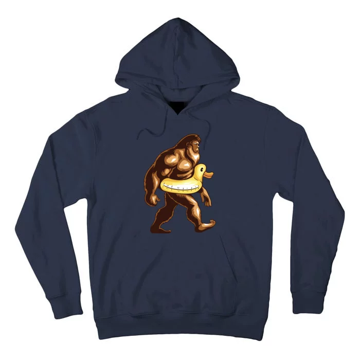 Funny Bigfoot Wearing Duck Floater Tall Hoodie