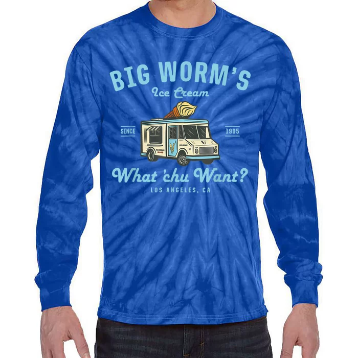 Funny Big Worm's Ice Cream Truck Gift What Chu Want Gift Tie-Dye Long Sleeve Shirt