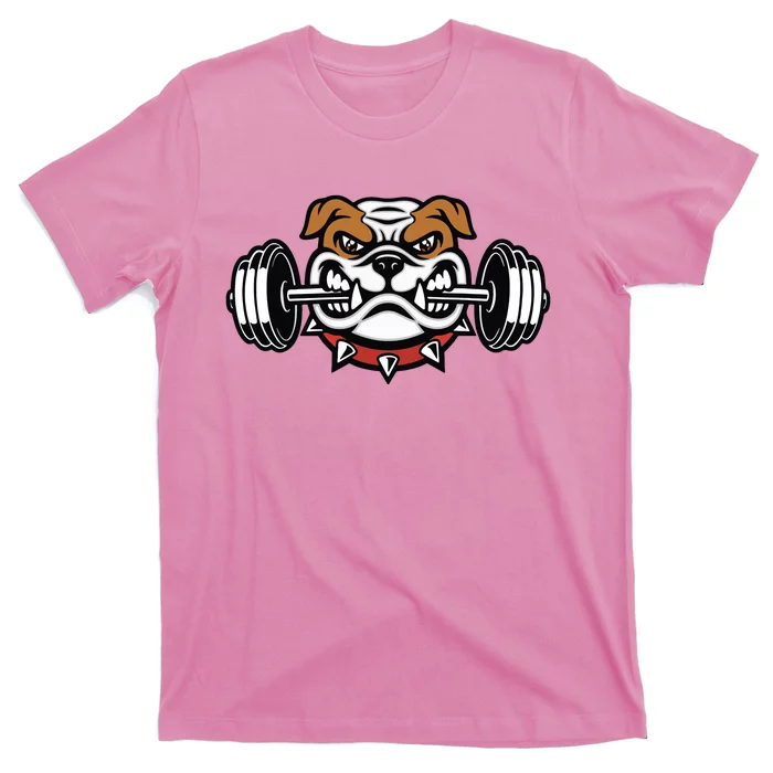 Funny Bulldog Weightlifting Fitness Gym T-Shirt