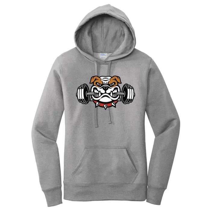 Funny Bulldog Weightlifting Fitness Gym Women's Pullover Hoodie