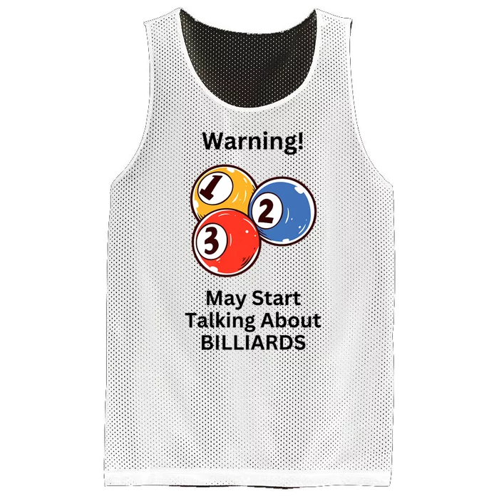 Funny Billiards Warning May Start Talking About Billiards Mesh Reversible Basketball Jersey Tank