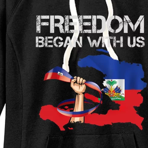 Freedom Began With Us Haitian Flag Happy Independence Day Women's Fleece Hoodie