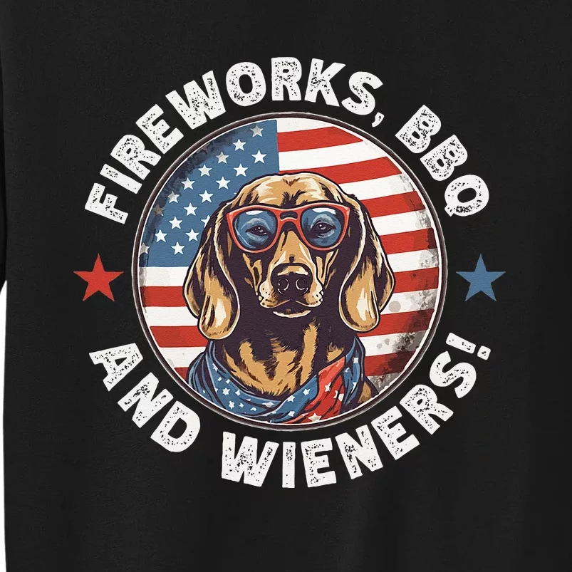 Fireworks BBQ & wieners Funny Weiner Dog July 4th Dachshund Sweatshirt