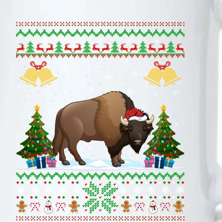 Funny Bison Xmas Gift Santa Hat Ugly Bison Christmas Cute Gift Black Color Changing Mug