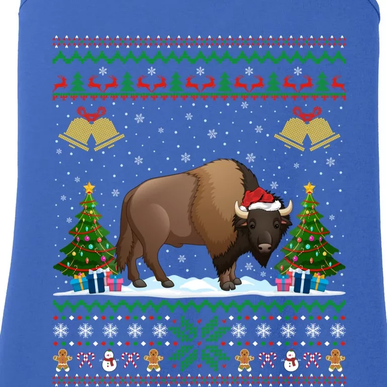 Funny Bison Xmas Gift Santa Hat Ugly Bison Christmas Cute Gift Ladies Essential Tank