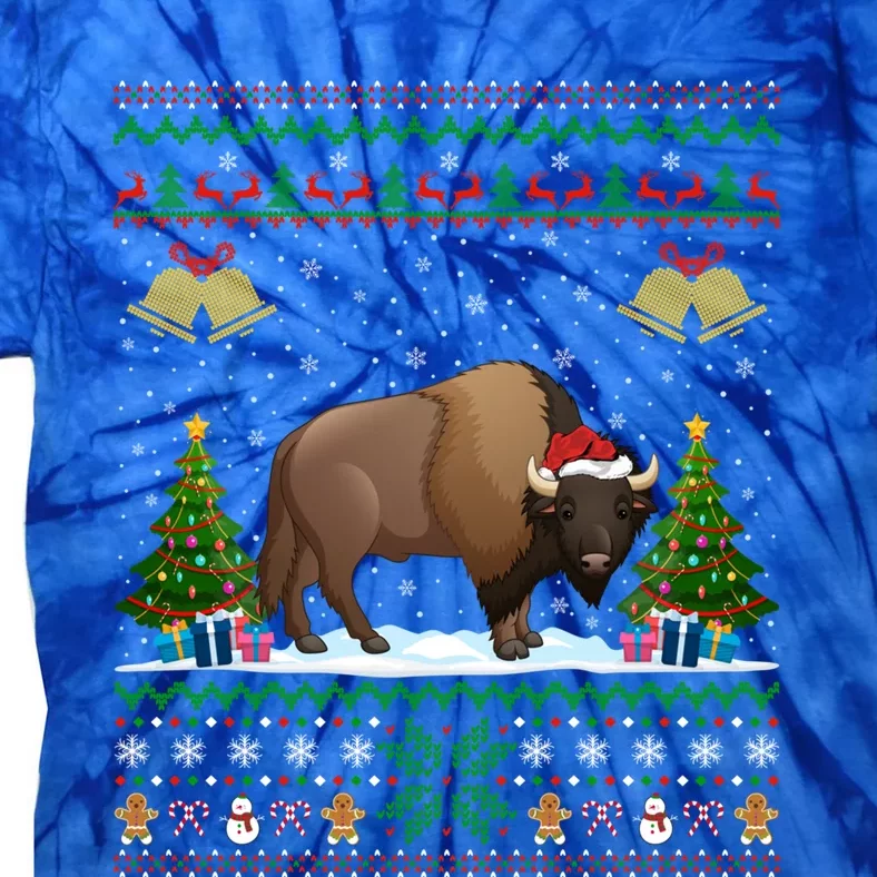 Funny Bison Xmas Gift Santa Hat Ugly Bison Christmas Cute Gift Tie-Dye T-Shirt