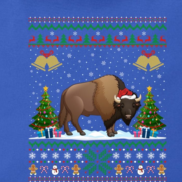 Funny Bison Xmas Gift Santa Hat Ugly Bison Christmas Cute Gift Zip Tote Bag