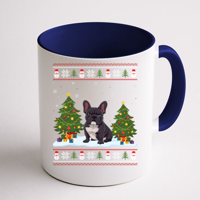 French Bulldog Xmas Tree Light Ugly Christmas Gift Front & Back Coffee Mug