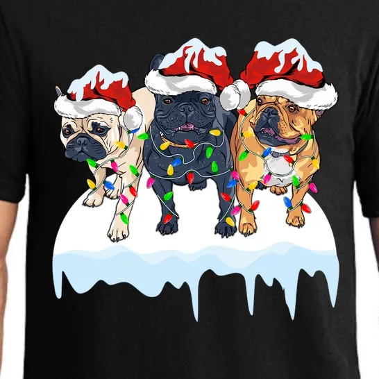 Funny Bulldog Xmas Gift Santa Hat French Bulldog Christmas Gift Pajama Set