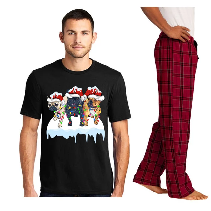 Funny Bulldog Xmas Gift Santa Hat French Bulldog Christmas Gift Pajama Set