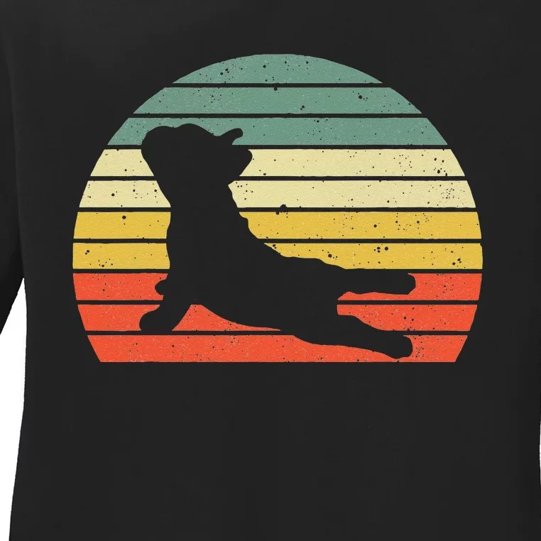 French Bulldog Yoga Funny Frenchie Ladies Long Sleeve Shirt