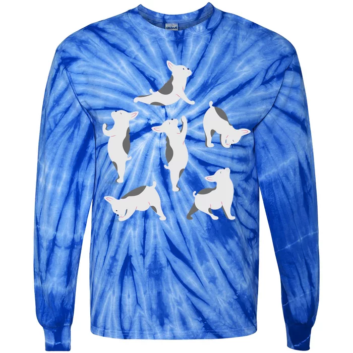 French Bulldog Yoga Poses Funny Cute Frenchie Dog Lover Gift Cute Gift Tie-Dye Long Sleeve Shirt