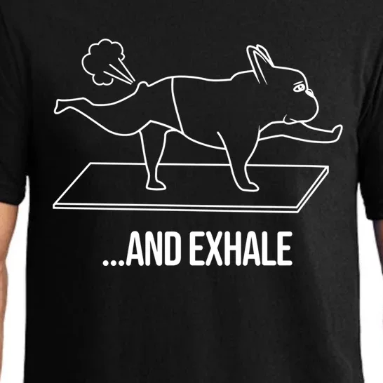 French Bulldog Yoga And Exhale Dog Lovers Funny Frenchie Gift Pajama Set