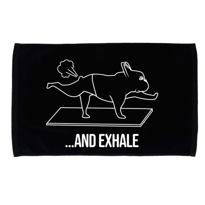 French Bulldog Yoga And Exhale Dog Lovers Funny Frenchie Gift Microfiber Hand Towel