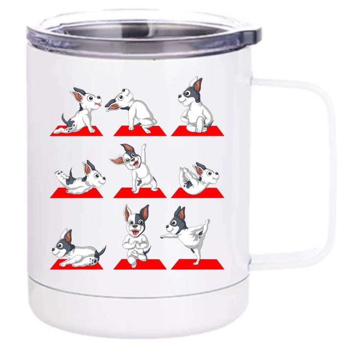 French Bulldog Yoga Front & Back 12oz Stainless Steel Tumbler Cup