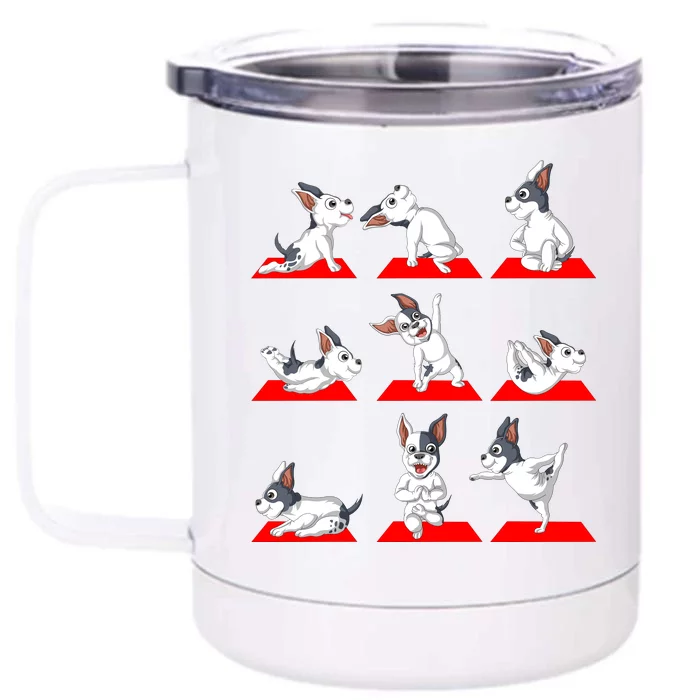 French Bulldog Yoga Front & Back 12oz Stainless Steel Tumbler Cup