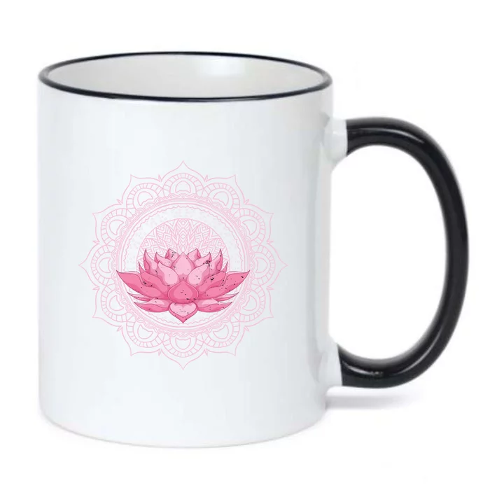 Flower Blossom Yoga Meditation Prana Art Boho Dala Lotus Great Gift Black Color Changing Mug