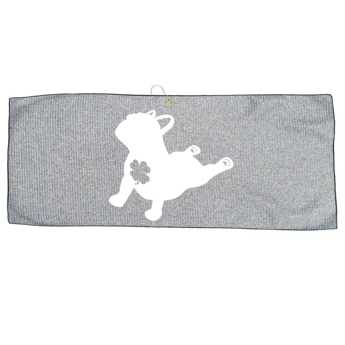 French Bulldog Yoga Pose Shamrock St Patricks Mom Dad Teen Funny Gift Large Microfiber Waffle Golf Towel