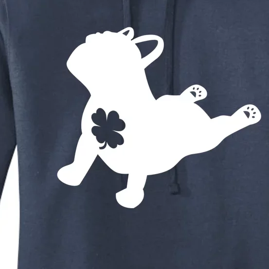 French Bulldog Yoga Pose Shamrock St Patricks Mom Dad Teen Funny Gift Women's Pullover Hoodie