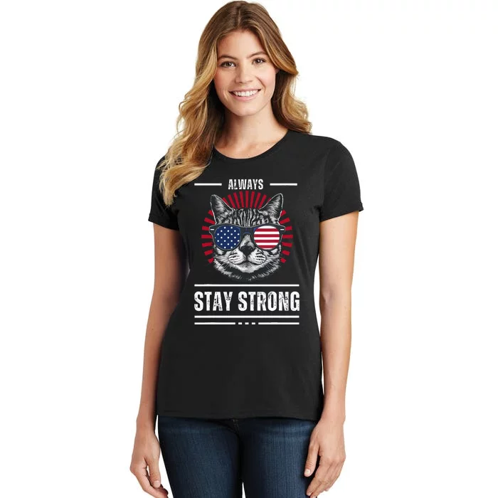 Funny Cat 2024 For President Election Always Stay Strong Women's T-Shirt