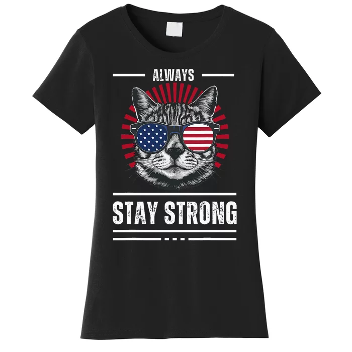 Funny Cat 2024 For President Election Always Stay Strong Women's T-Shirt