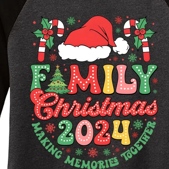 Family Christmas 2024 Making Memories Together Women's Tri-Blend 3/4-Sleeve Raglan Shirt