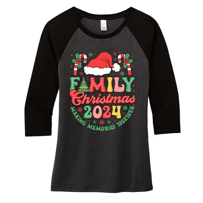 Family Christmas 2024 Making Memories Together Women's Tri-Blend 3/4-Sleeve Raglan Shirt