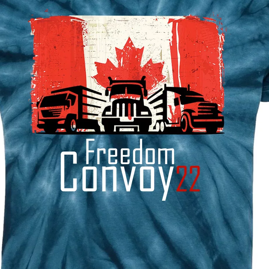 Freedom Convoy 22 Canada Truckers Kids Tie-Dye T-Shirt