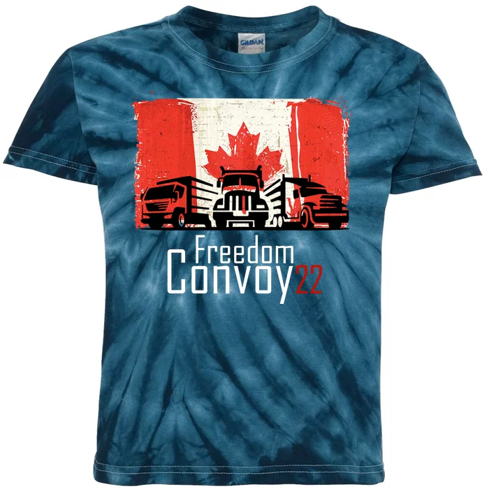 Freedom Convoy 22 Canada Truckers Kids Tie-Dye T-Shirt