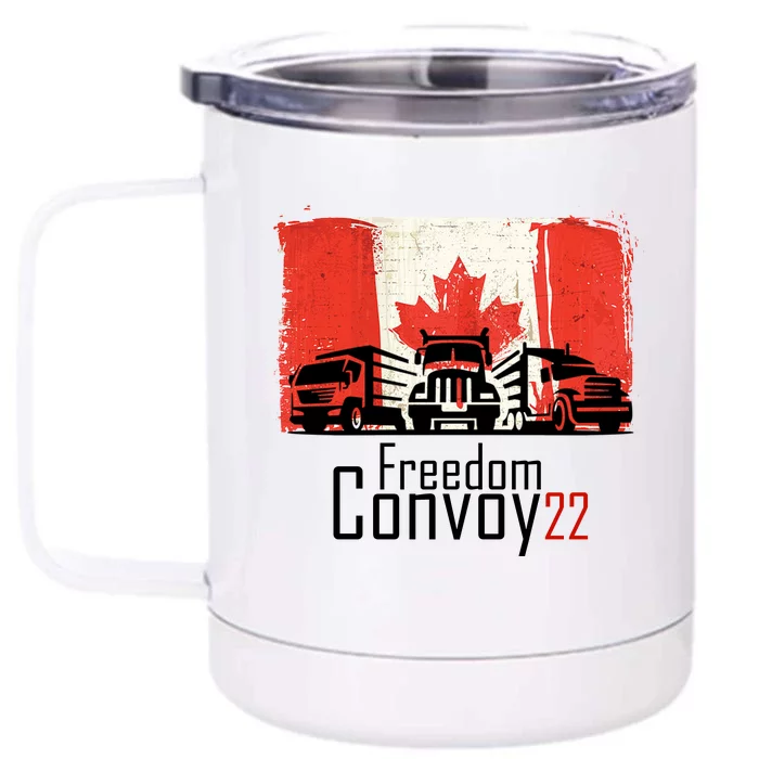 Freedom Convoy 22 Canada Truckers Front & Back 12oz Stainless Steel Tumbler Cup