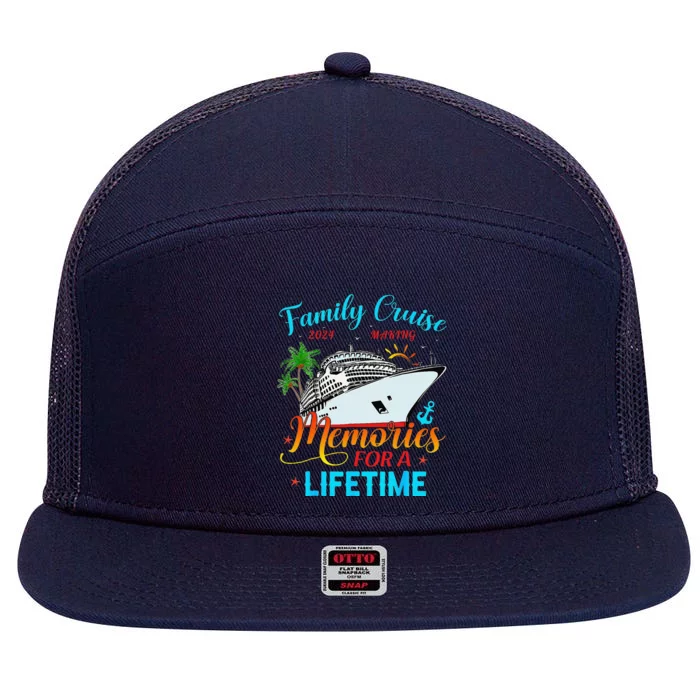 Family Cruise 2024 Making Memories For A Lifetime Beach 7 Panel Mesh Trucker Snapback Hat