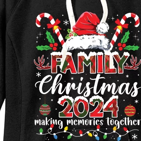 Family Christmas 2024 Matching Squad Santa Elf Funny Xmas Women's Fleece Hoodie