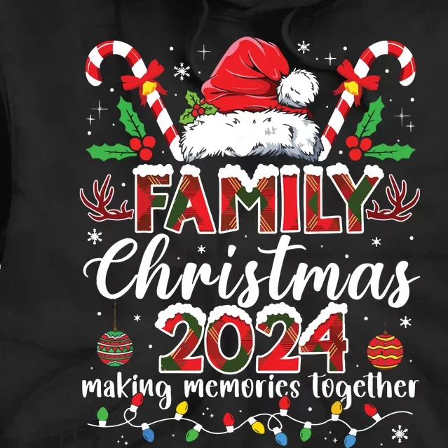 Family Christmas 2024 Matching Squad Santa Elf Funny Xmas Tie Dye Hoodie