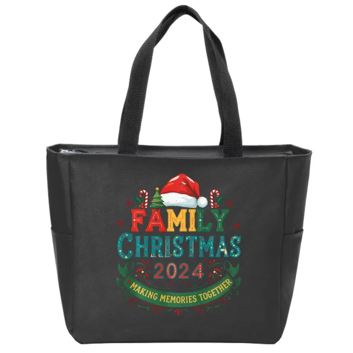 Family Christmas 2024 Matching Outfit Xmas Squad Santa Group Zip Tote Bag