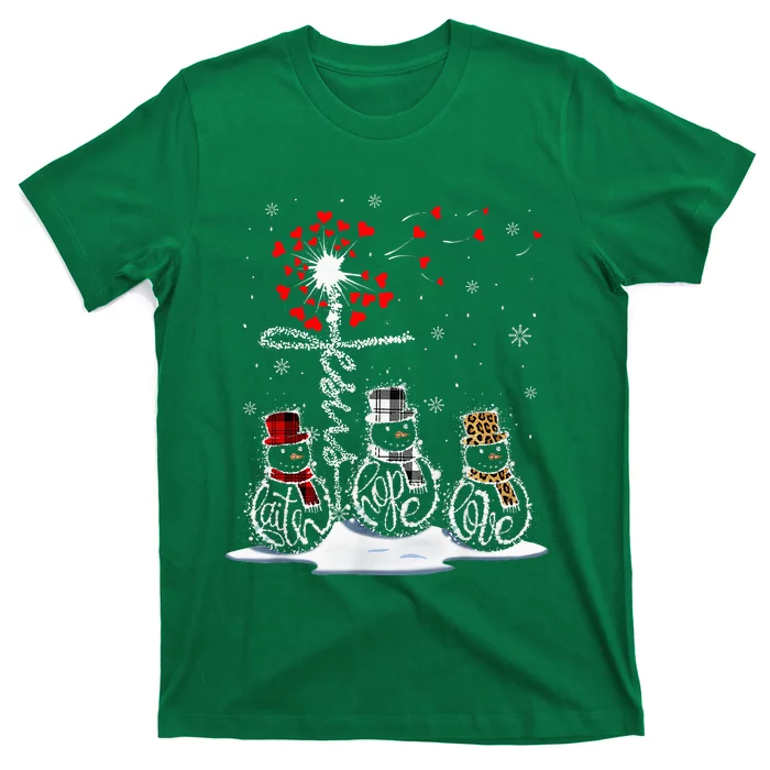 Funny Christmas 2024 Faith Hope Love Snowman Christian Cross T-Shirt